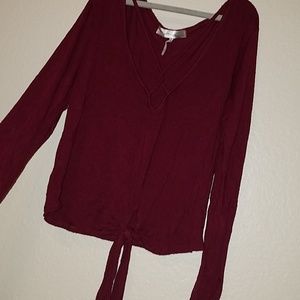 Cropped and lace up long sleeve